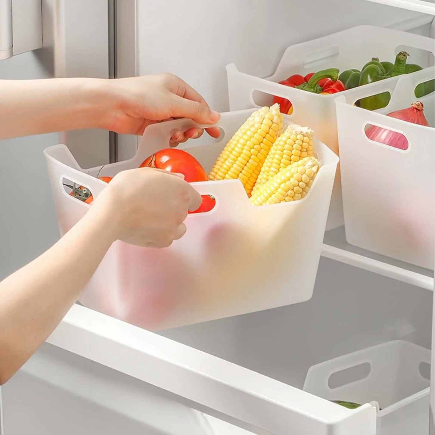 White Plastic Storage Bins, Pantry Organizer Bin with Handles, Open Storage Organizing Bins for Classroom, Office, Shelves, Cabinet Collection Container Bin, under Sink Organizer