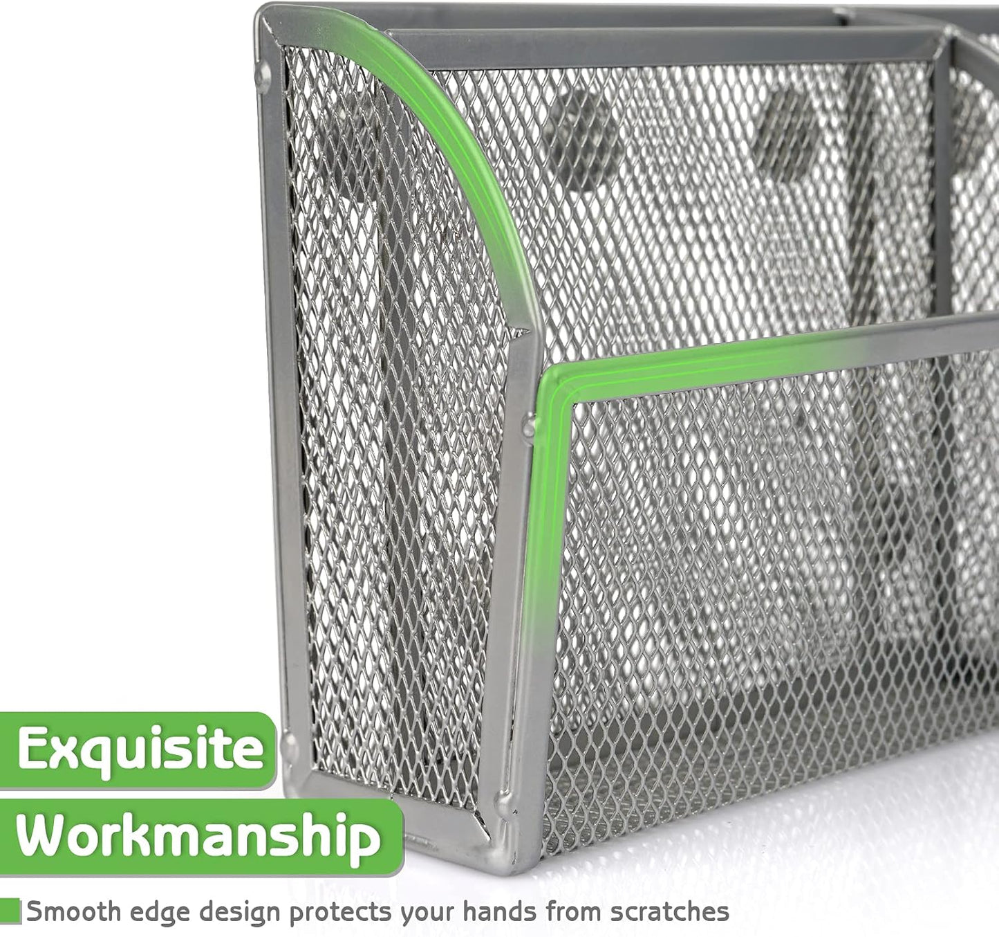 3-Grid Metal Mesh Magnetic Organizer Storage Basket for Whiteboard/Refrigerator/Magnetic Surface (Upgrade Silver1)