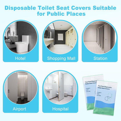 Ultimate Comfort: 10 Packs of Tear-Free Disposable Toilet Seat Covers for Adults and Kids - 16x24 Inch Waterproof, Non-Slip Protection for Travel and Public Restrooms
