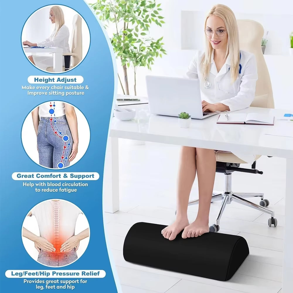 Foot Rest for under Desk at Work, Office Desk Accessories with Memory Foam & Washable Removable Cover Foot Stool for Office, Car