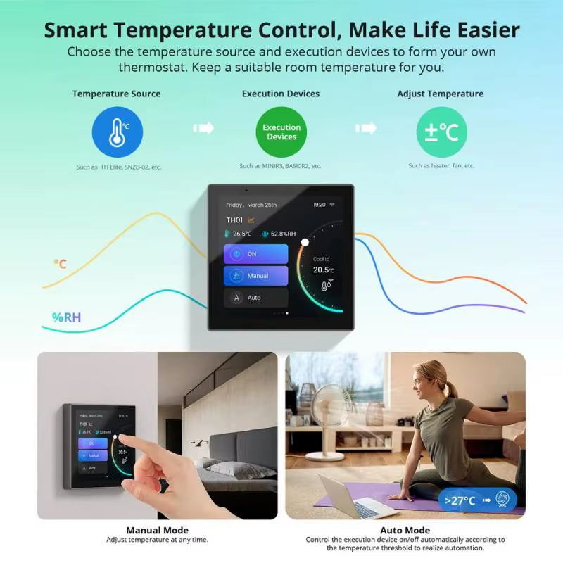 Nspanel Pro Smart Home Ewelink Control Panel Smart Scene Wall Switch Home Automation Thermostat via Alexa Alice Google