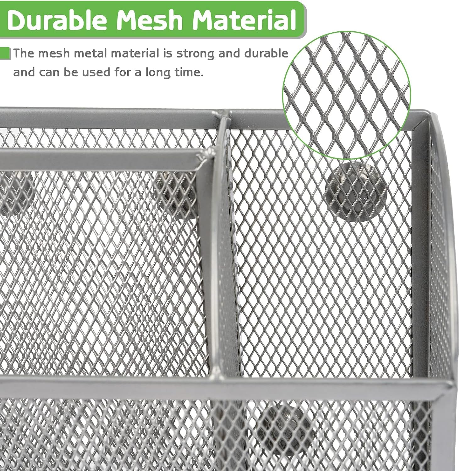 3-Grid Metal Mesh Magnetic Organizer Storage Basket for Whiteboard/Refrigerator/Magnetic Surface (Upgrade Silver1)