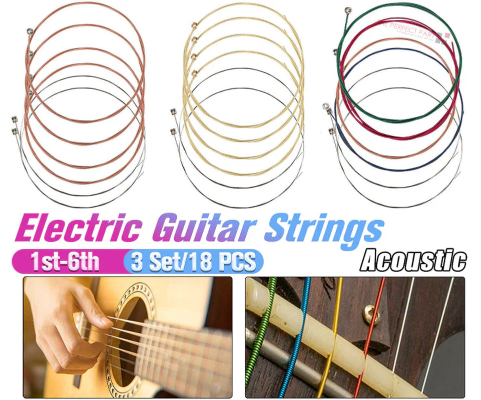 3 Sets of 6 Guitar Strings Replacement Steel String for Acoustic Guitar 1St-6Th