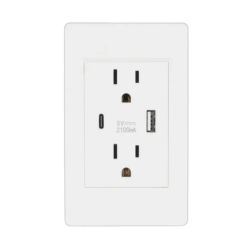 Dual USB Wall Outlet Port 15A Power Socket Charger AC Receptacle Plate Panel 110