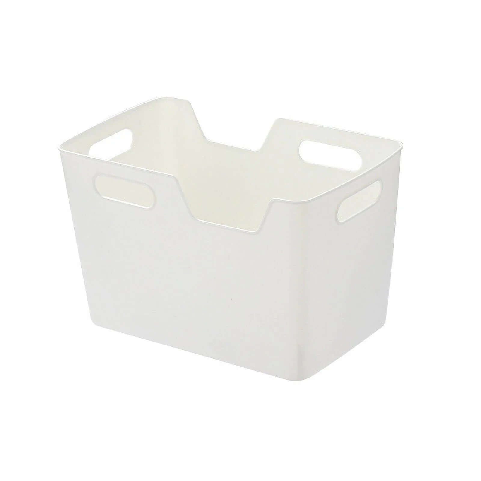 White Plastic Storage Bins, Pantry Organizer Bin with Handles, Open Storage Organizing Bins for Classroom, Office, Shelves, Cabinet Collection Container Bin, under Sink Organizer