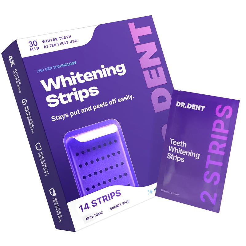 Achieve a Dazzling Smile with DR.DENT Purple Teeth Whitening Strips - 7 or 21 Sessions of Enamel-Safe, Peroxide-Free Whitening for Sensitive Teeth