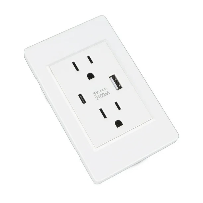 Dual USB Wall Outlet Port 15A Power Socket Charger AC Receptacle Plate Panel 110