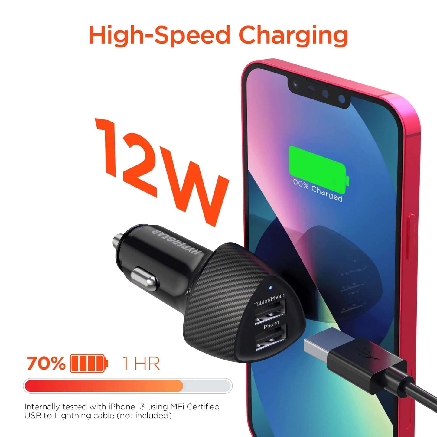 Hypergear Speedboost 12W USB + 5W USB Car Charger