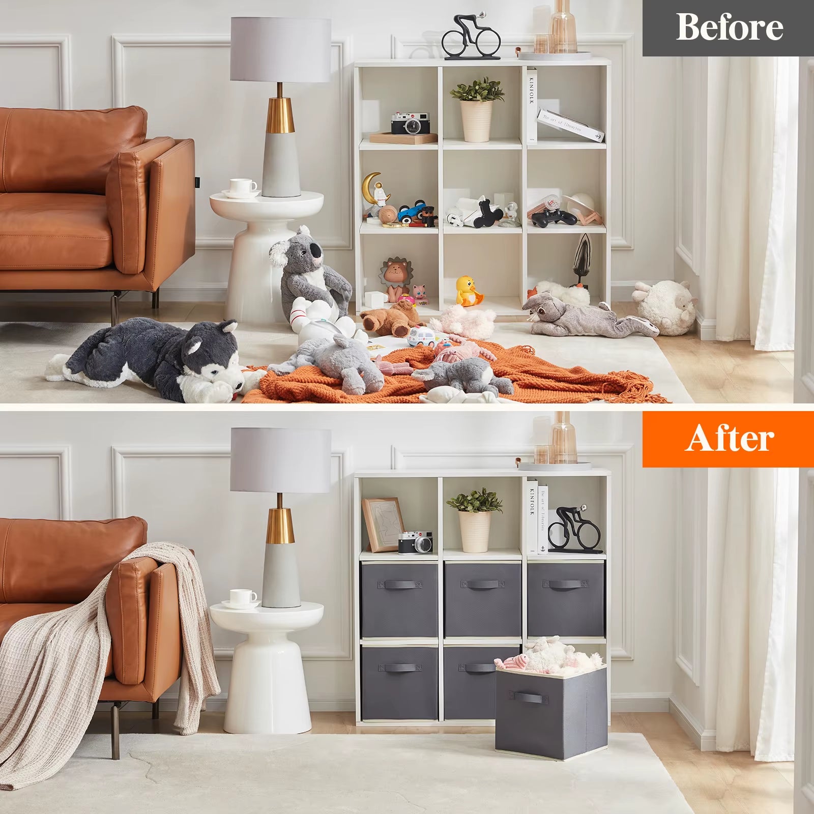 8-Pack 11/13 Inch Cube Storage Bins, Foldable Fabric Storage Baskets with Handles for Shelves, Closet, Home Organization