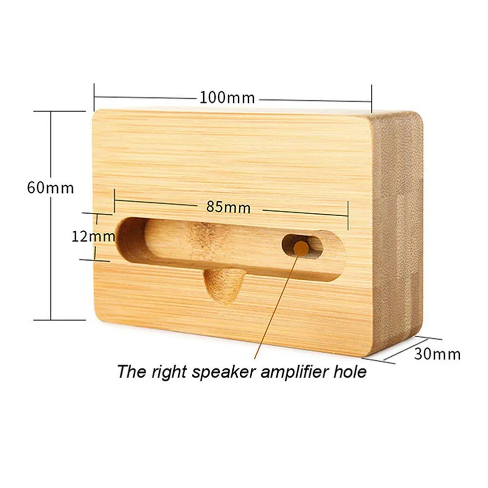 Wooden Sound Amplifier Stand Holder for Iphone, Natural Loudspeaker Mini Megaphone Cell Phone Stand (Square)
