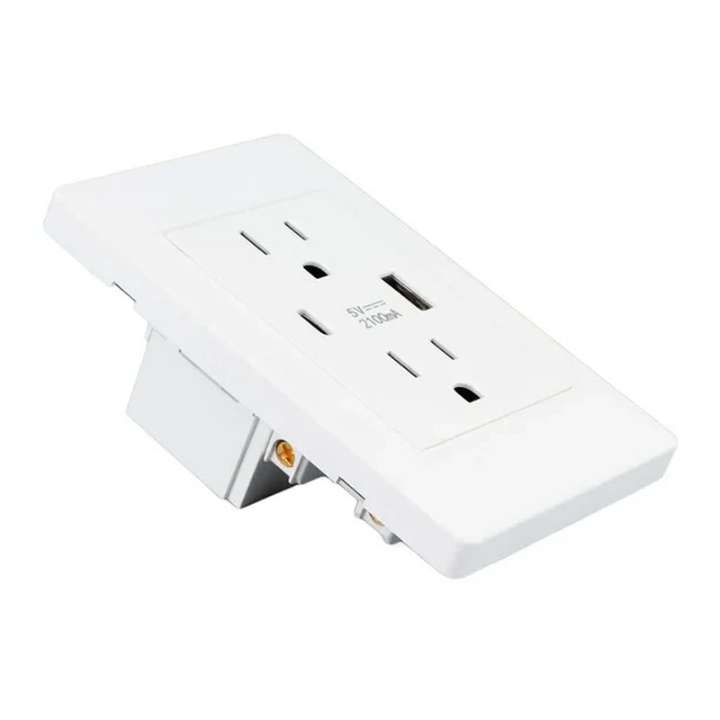 Dual USB Wall Outlet Port 15A Power Socket Charger AC Receptacle Plate Panel 110