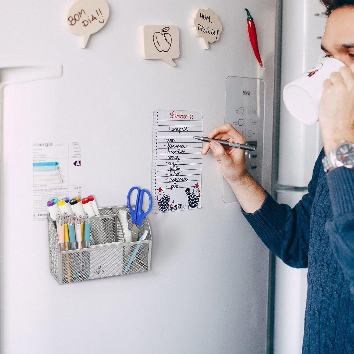 3-Grid Metal Mesh Magnetic Organizer Storage Basket for Whiteboard/Refrigerator/Magnetic Surface (Upgrade Silver1)