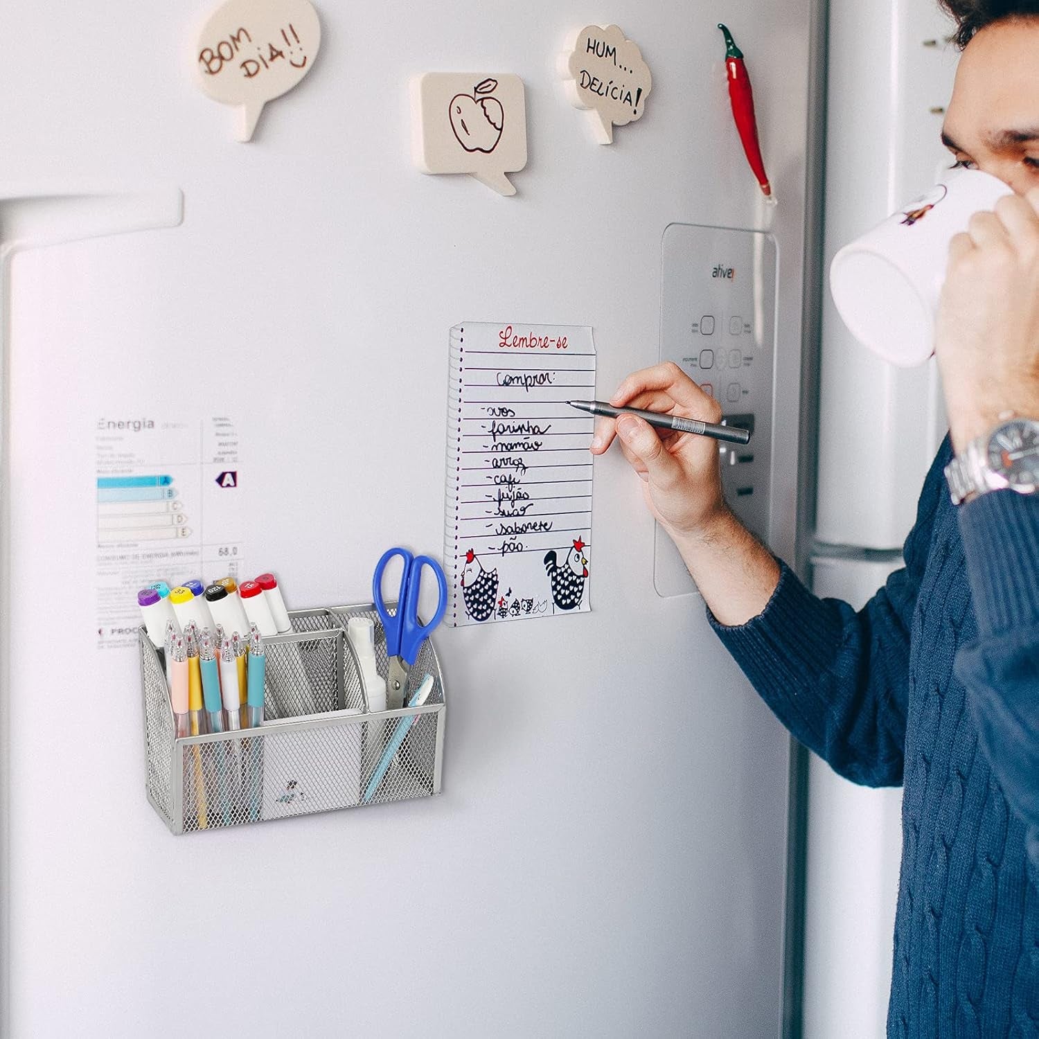 3-Grid Metal Mesh Magnetic Organizer Storage Basket for Whiteboard/Refrigerator/Magnetic Surface (Upgrade Silver1)