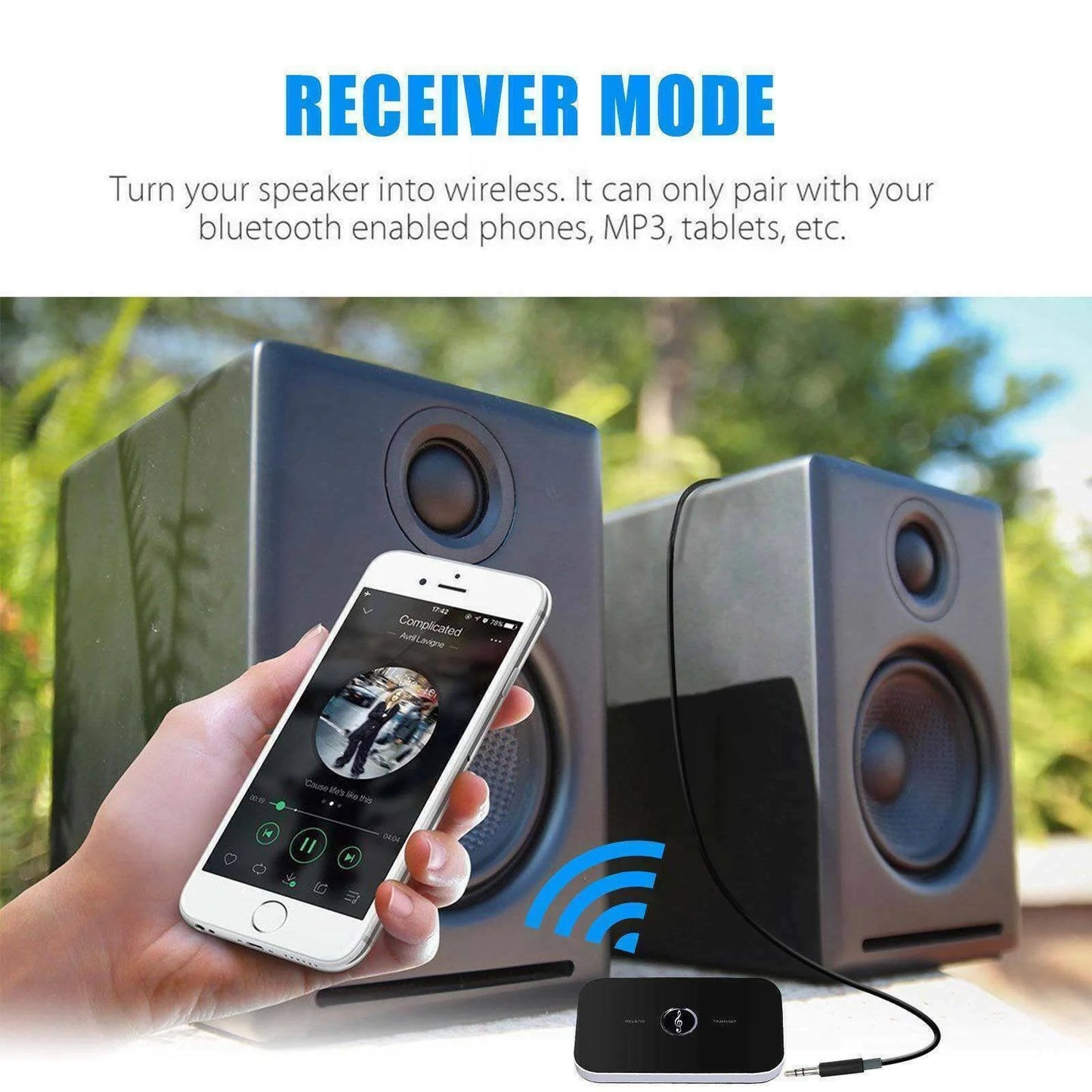 Bluetooth 5.0 Transmitter Receiver 2-in-1 Audio Adapter front view