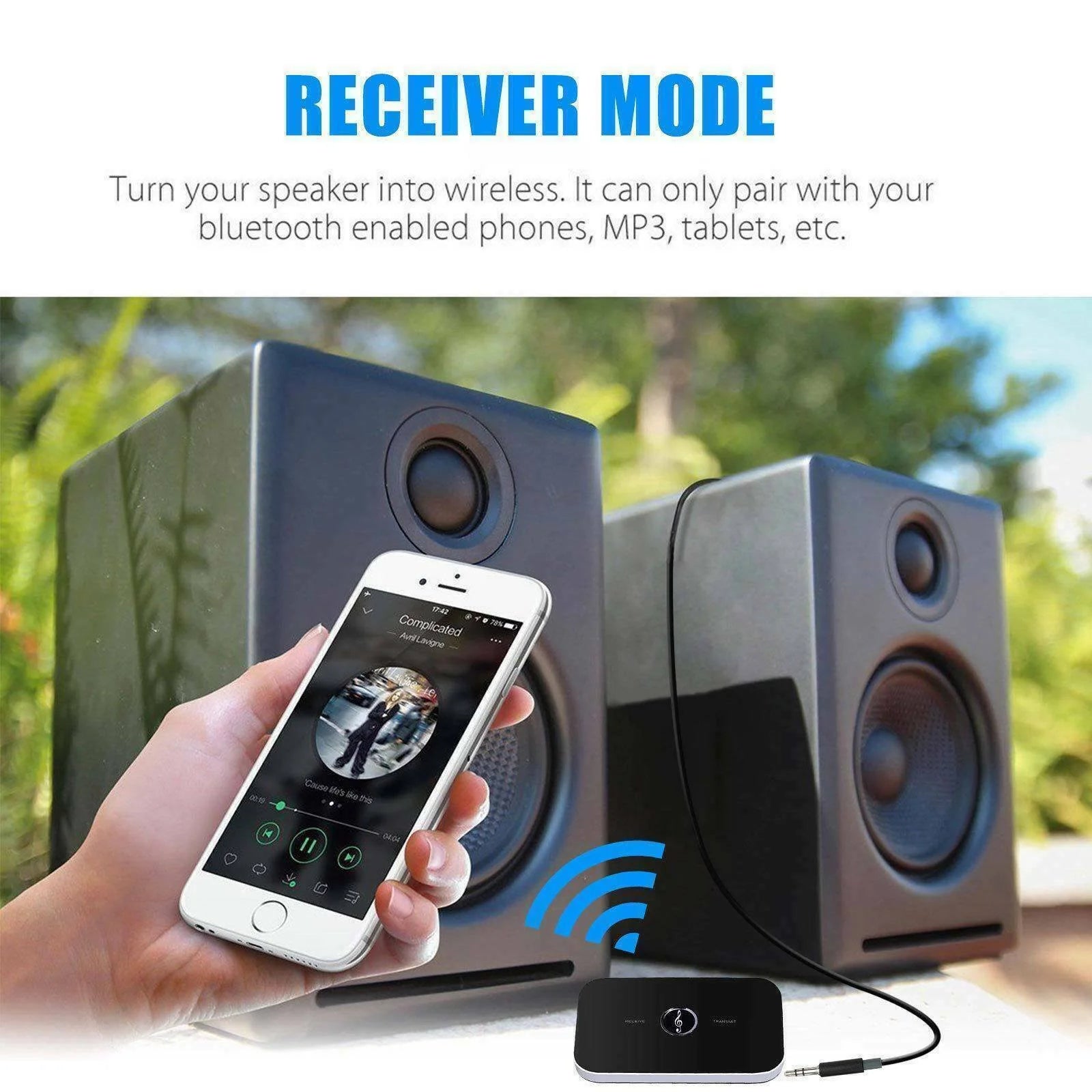 Bluetooth 5.0 Transmitter Receiver 2-in-1 Audio Adapter front view