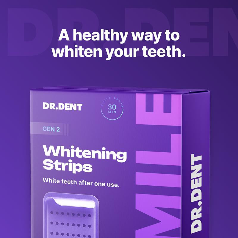 Achieve a Dazzling Smile with DR.DENT Purple Teeth Whitening Strips - 7 or 21 Sessions of Enamel-Safe, Peroxide-Free Whitening for Sensitive Teeth