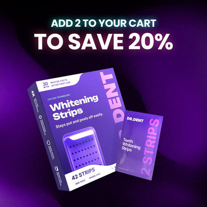 Achieve a Dazzling Smile with DR.DENT Purple Teeth Whitening Strips - 7 or 21 Sessions of Enamel-Safe, Peroxide-Free Whitening for Sensitive Teeth