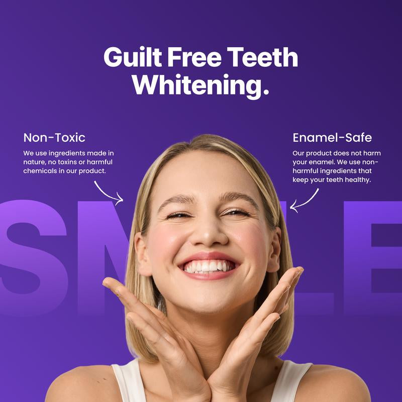 Achieve a Dazzling Smile with DR.DENT Purple Teeth Whitening Strips - 7 or 21 Sessions of Enamel-Safe, Peroxide-Free Whitening for Sensitive Teeth