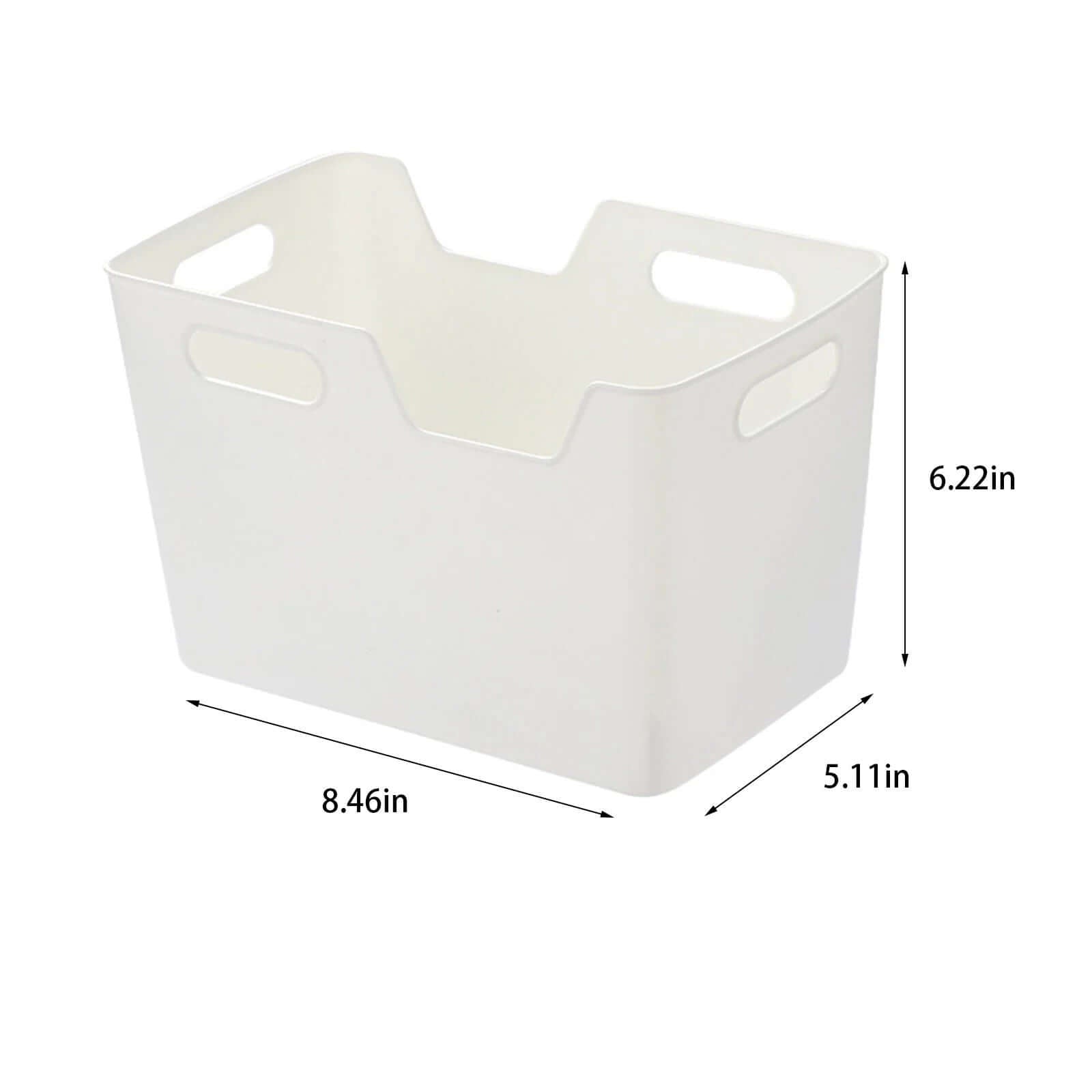 White Plastic Storage Bins, Pantry Organizer Bin with Handles, Open Storage Organizing Bins for Classroom, Office, Shelves, Cabinet Collection Container Bin, under Sink Organizer