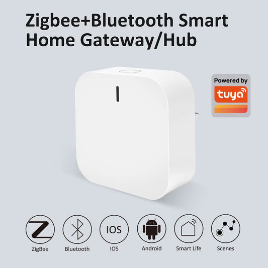 Tuya Zigbee Bluetooth Smart Home Gateway Hub with Plug Plug-In Multimode Gateway Bridge for Smart Home Automation with Alexa
