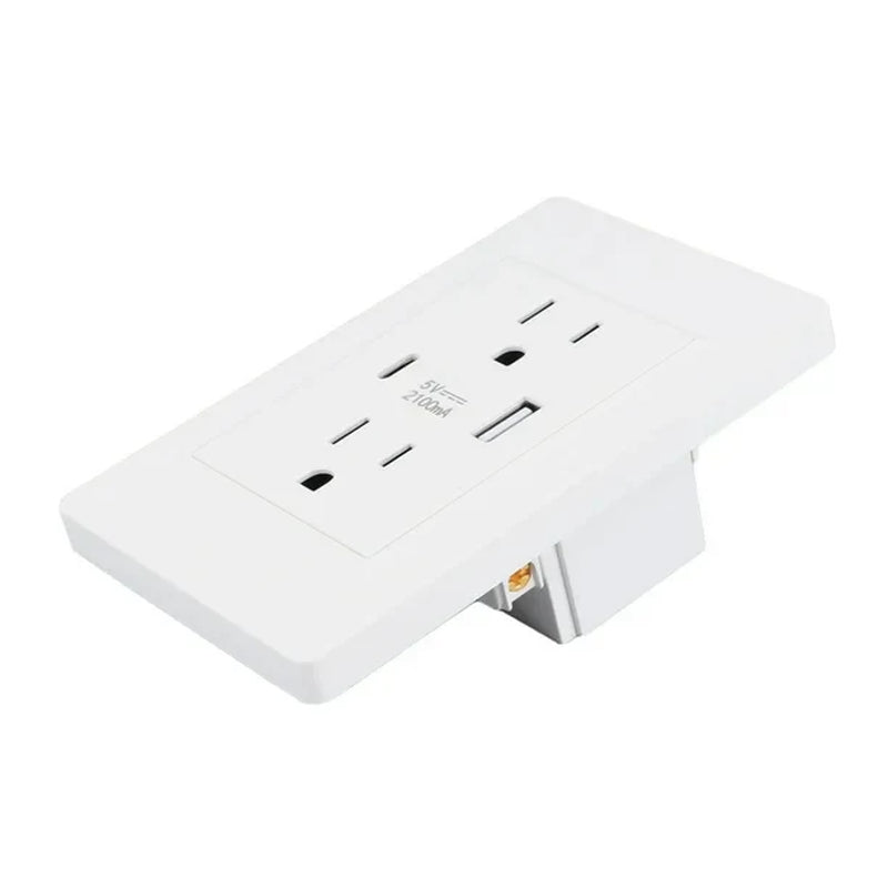 Dual USB Wall Outlet Port 15A Power Socket Charger AC Receptacle Plate Panel 110