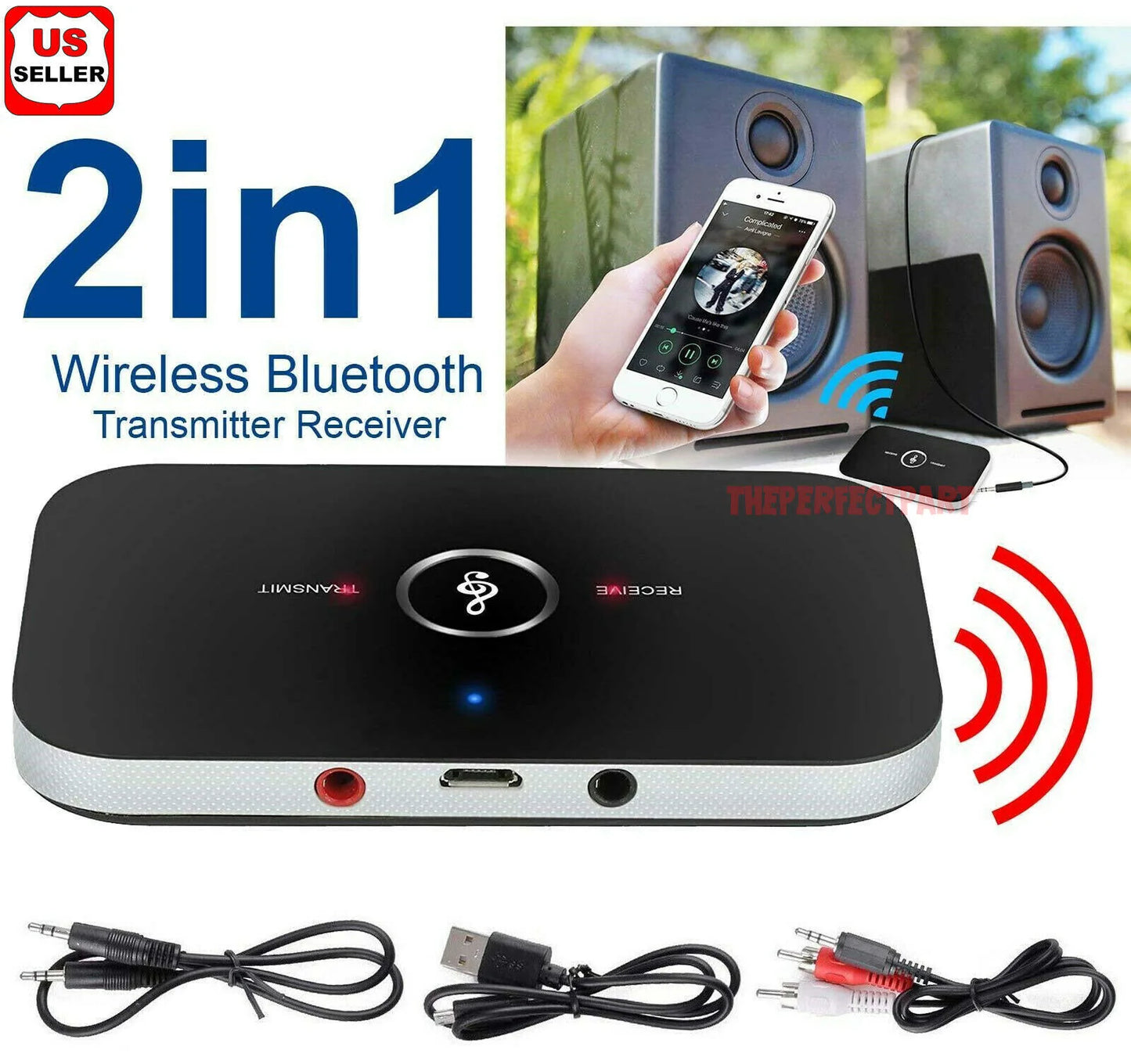 Bluetooth 5.0 Transmitter Receiver 2-in-1 Audio Adapter front view