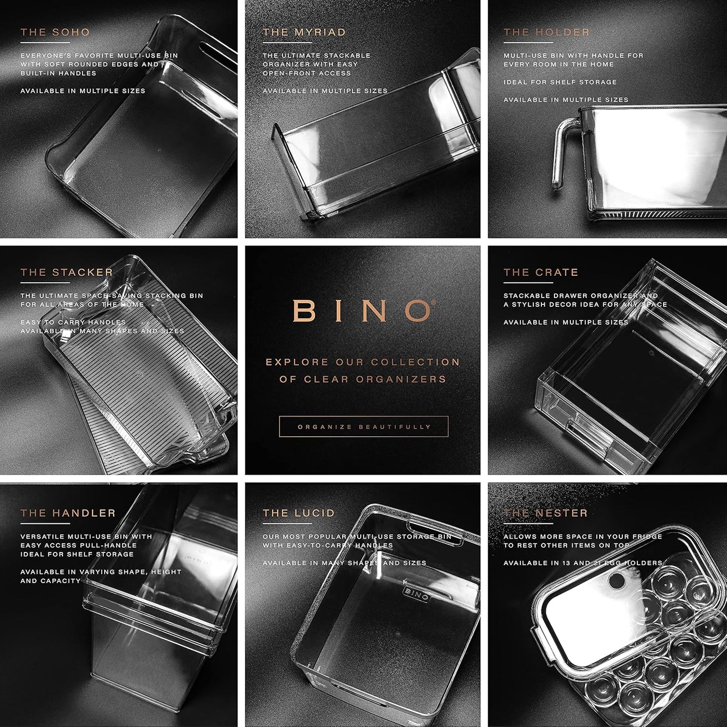 | the Lodge Collection | Plastic Storage Bins - 2 Pack | Multi-Use Organizer with Built-In Handles | Bpa-Free | for Pantry, Home, Fridge, and Freezer Organization