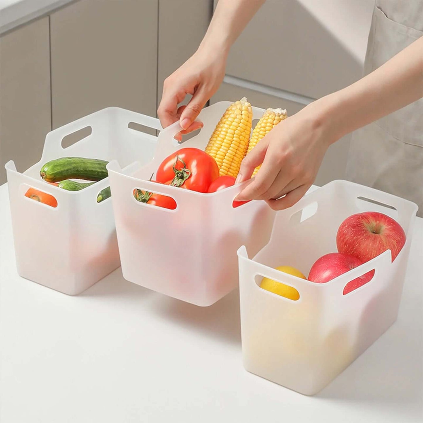 White Plastic Storage Bins, Pantry Organizer Bin with Handles, Open Storage Organizing Bins for Classroom, Office, Shelves, Cabinet Collection Container Bin, under Sink Organizer