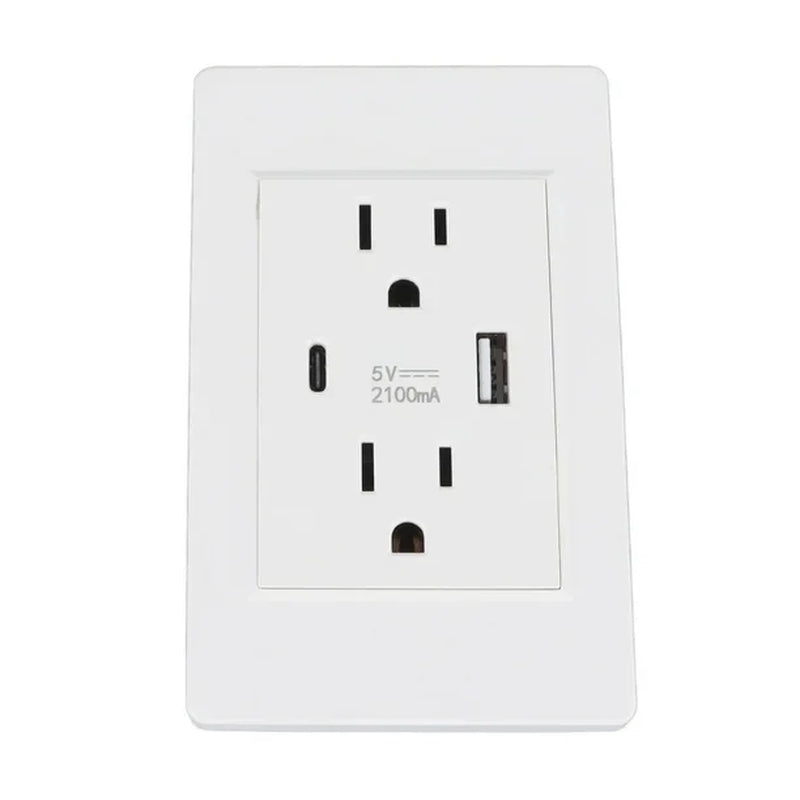 Dual USB Wall Outlet Port 15A Power Socket Charger AC Receptacle Plate Panel 110